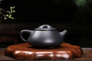 《景舟石瓢》宜興紫砂壺助理工藝美術師手工黑料石瓢茶壺茶具