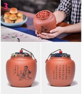 《四大美女茶葉罐》宜興紫砂壺手工紫泥，段泥，紅清水泥，天青泥茶壺具