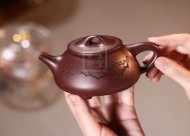 《景舟石瓢》宜興紫砂壺實(shí)力派名家手工紫泥石瓢茶壺茶具