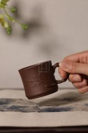 《帶把竹節品茗杯》