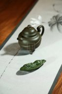 《三足龍泉》宜興紫砂壺工藝美術師純手工民國綠泡茶壺創新壺茶具