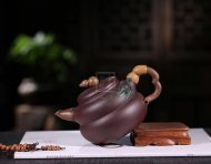 《福祿》宜興紫砂壺葫蘆紫砂泡茶壺紫泥手工工藝美術(shù)師紫砂茶具