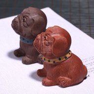 《沙皮狗-旺財(cái)小狗》宜興紫砂壺全手工茶具純泡茶壺清水泥