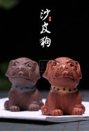 《沙皮狗-旺財(cái)小狗》宜興紫砂壺全手工茶具純泡茶壺清水泥