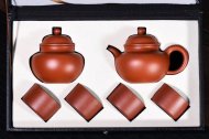 《掇球套組》宜興紫砂壺助理工藝美術師手工茶壺茶具朱泥掇球